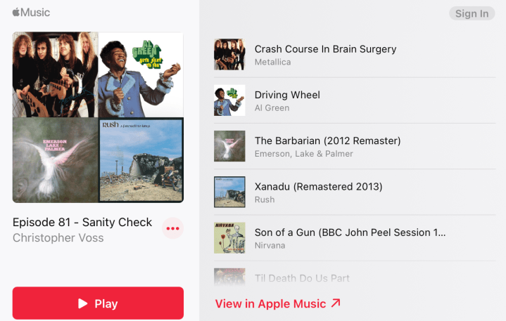 playlist 81 cover, showing Metallica, Al Green, ELP, and Rush