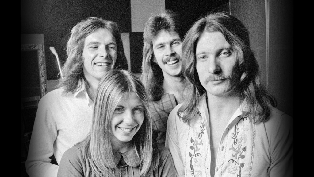 LONDON - JUNE 29: (Clockwise from bottom left) Annie Haslam, Terry Sullivan, Jon Camp, John Tout of Renaissance posed at De Lane Lea Music, Wembley, North London on June 29 1973
